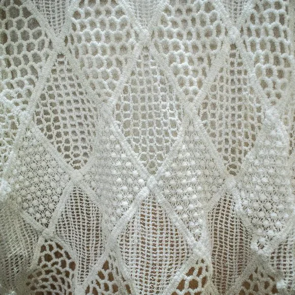 Off White Cotton Crochet Knit Flare Crop top (M) - NWOT - Picture 6 of 8